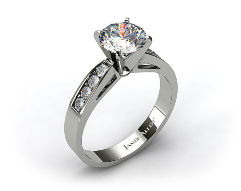 18k White Gold 0.16ct Channel Set Round Shaped Diamond Engagement Ring